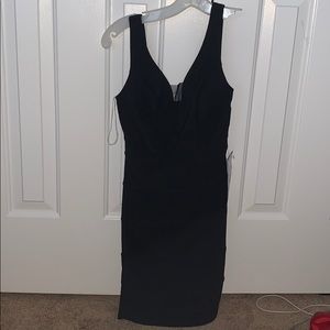 Black open v line dress